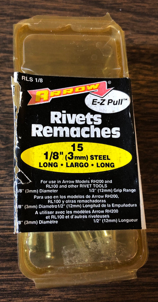 NOS Arrow Fastener Steel RLS 1/8-Inch (3mm) Long Rivets (15-Pack)