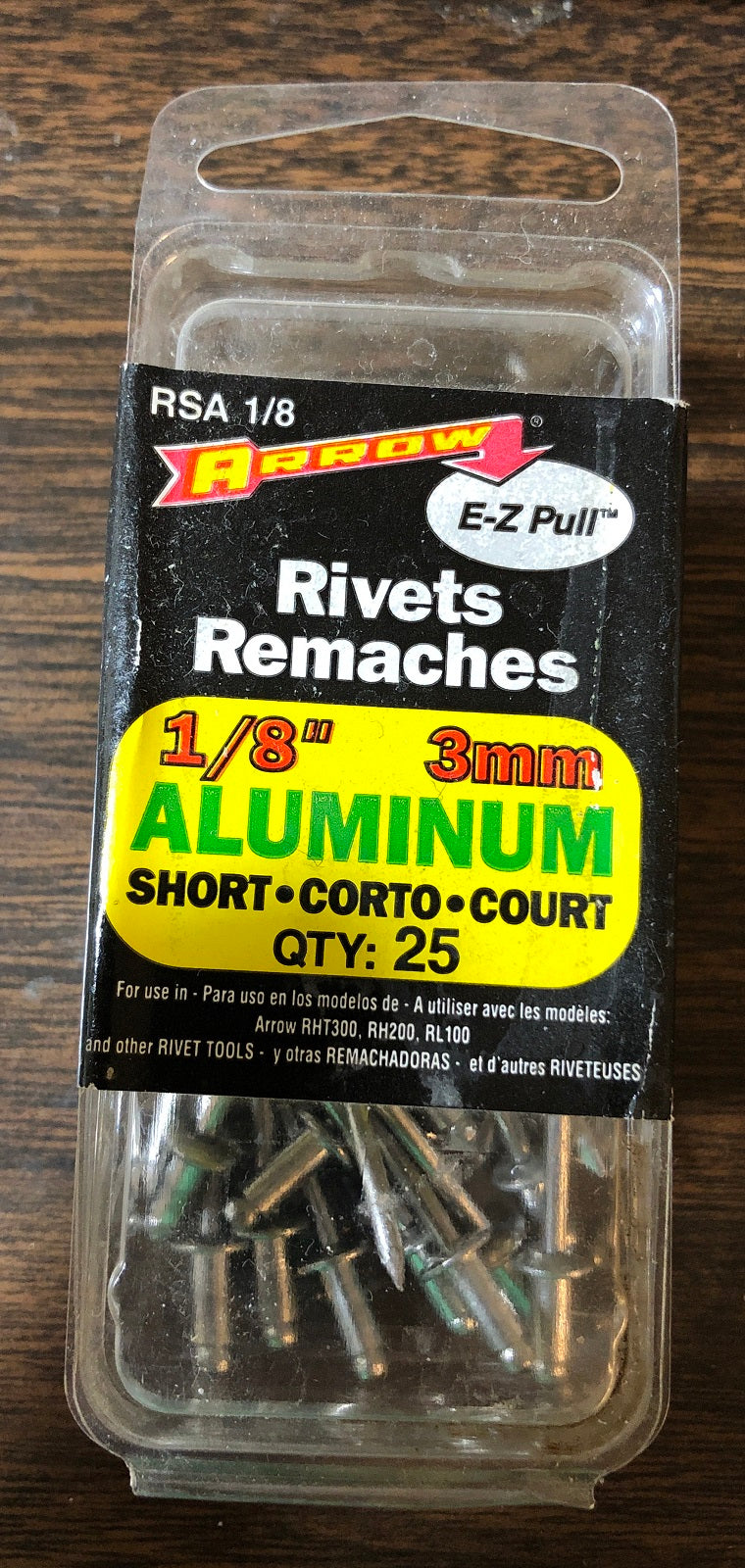 NOS Arrow Fastener Aluminum RSA 1/8-Inch (3mm) Short Rivets (25-Pack)