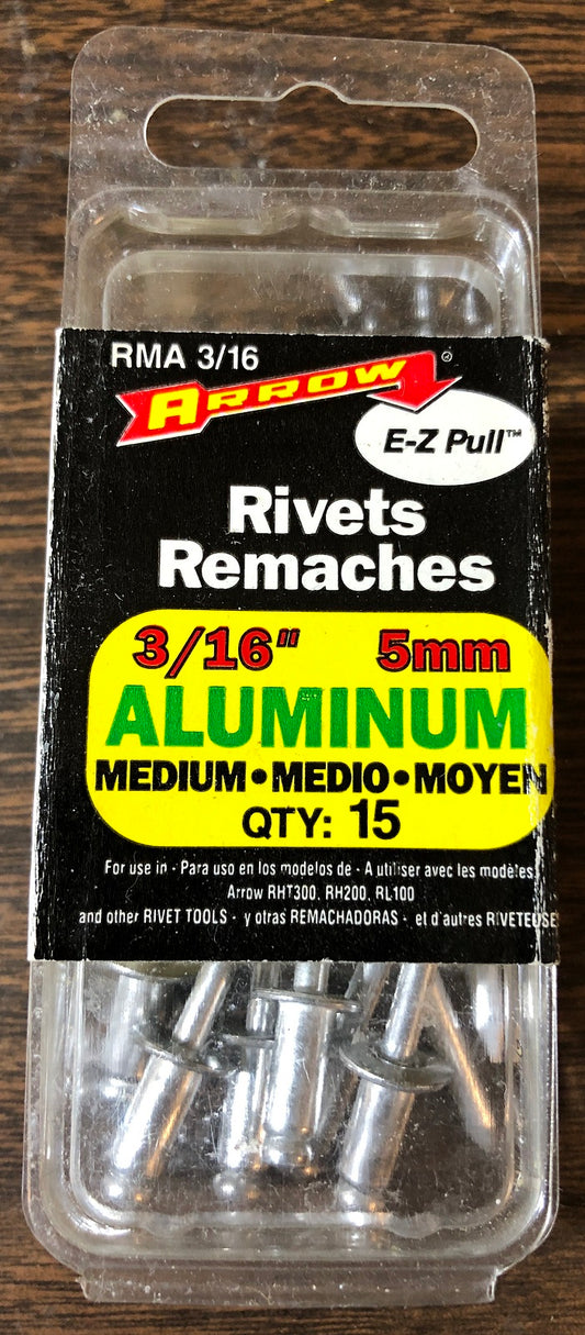 Arrow Fastener RMA 3/16 Medium Aluminum 3/16-Inch (5mm) Rivets (15-Pack)