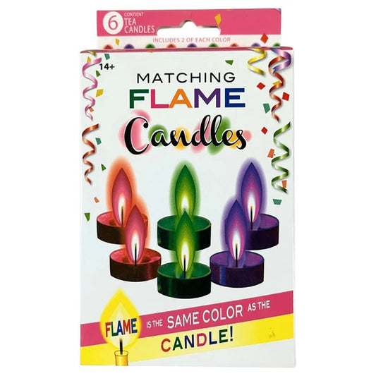 6 Pack Matching Flame Tealight Candles
