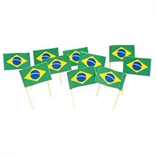 100 Brazil Brazilian Flag Toothpicks