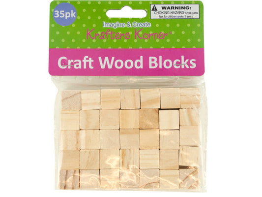 2 Pack 35-piece Unfinished Natural Wood Craft Blocks/Squares/Cubes
