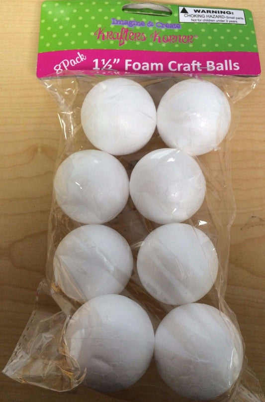 8 Pack 1.5" Foam Craft Balls
