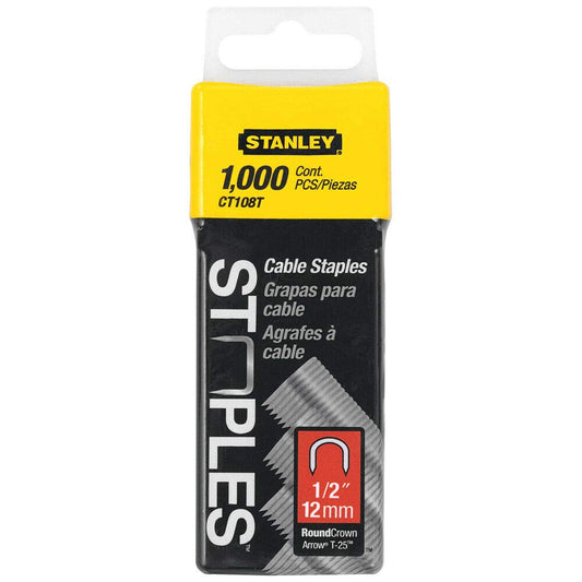 Stanley CT108T 1/2" Round Crown Cable Staples (1000 ct Pack)