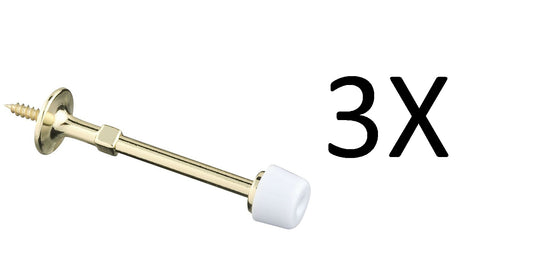3X Stanley 57-1010 Rigid Doorstops 3 Inch Bright Brass