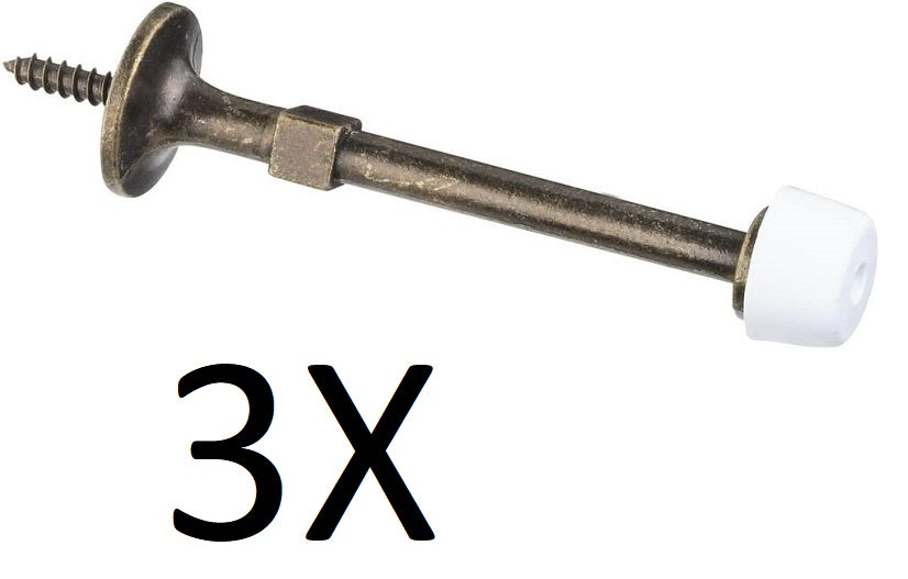 3X Stanley 57-1015 Solid Doorstops 3 Inch Antique Brass