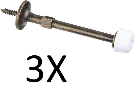 3X Stanley 57-1015 Solid Doorstops 3 Inch Antique Brass