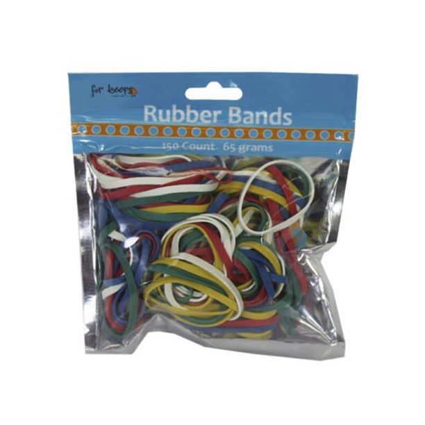 150 Count Rubber Bands in Assorted Colors and Sizes