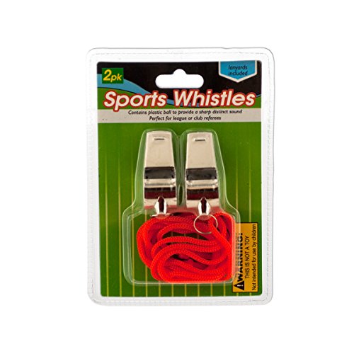 Two Metal Sports Whistles With Lanyards for Referees and Emergencies