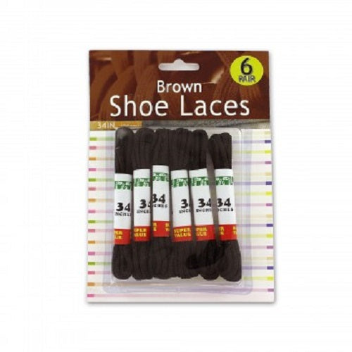 Brown Nylon Shoelaces 34" - Pack of 6