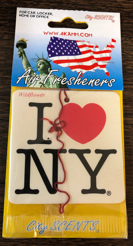 I LUV NY Auto Car Freshener (Wildflower Scent)