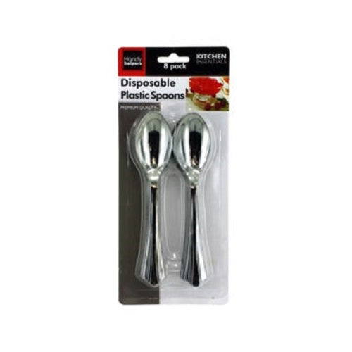 8 Disposable Faux Silverware Plastic Spoons