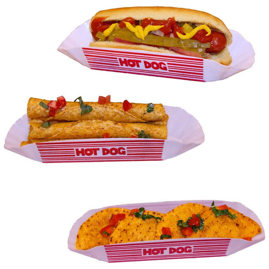 Plastic Hot Dog Serving Dish/Tray/Holders (Set of 3)