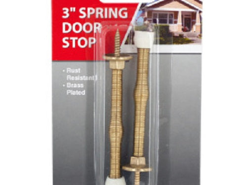 2 Pack 3" Spring Doorstops - Rust Resistant Brass Plated Finish
