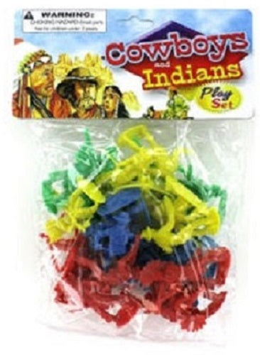 40-Piece Toy Cowboys and Indians Plastic Action Figures Playsets