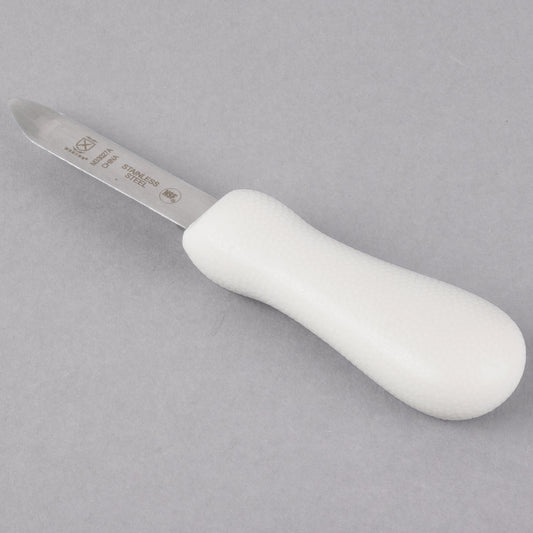Mercer Culinary M33027A 2 3/4" Stainless Steel New Haven Style Oyster Knife