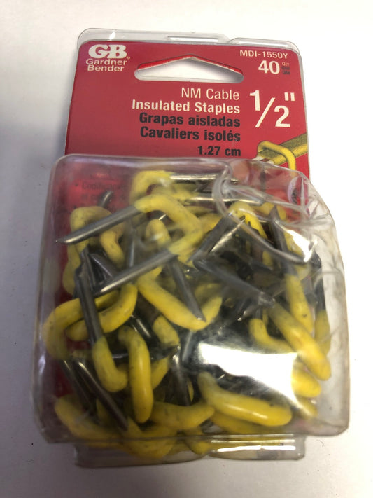 Gardner Bender MDI-1550Y 40-Pack 1/2 x 1" Yellow PVC Insulated Metal Staples