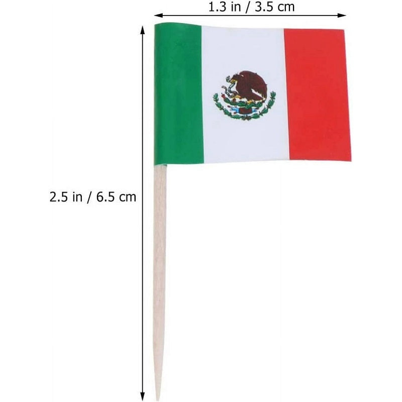 100 Mexico Mexican Flag 2.5" Mini-toothpicks