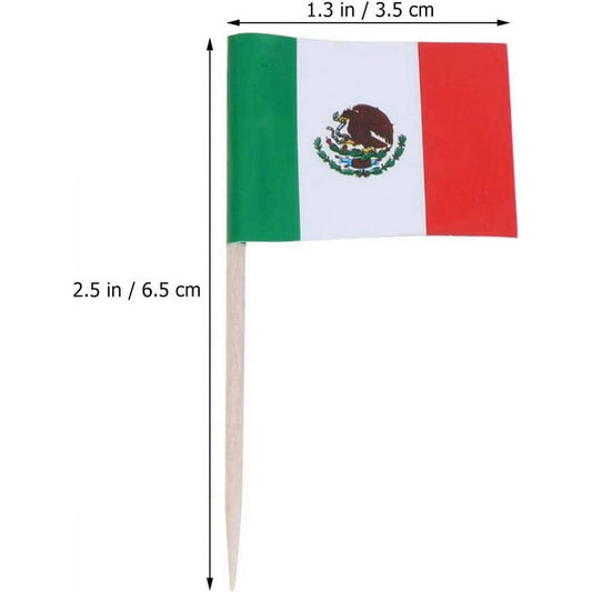 100 Mexico Mexican Flag 2.5" Mini-toothpicks