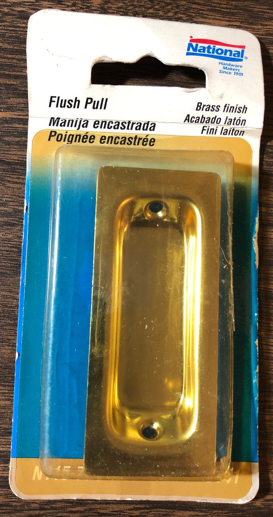 National Hardware N115-774 Flush Door Pull with Brass Finish