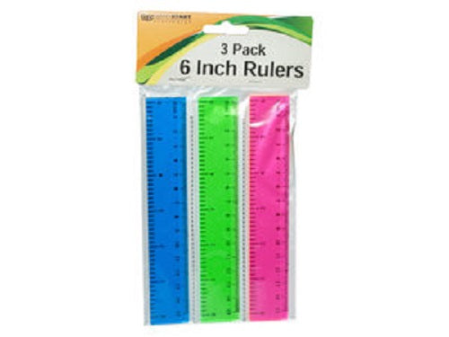 3 Pack 6" Plastic Colored Rulers