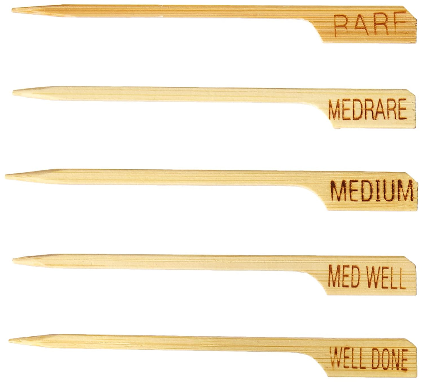 500 Tablecraft 3 1/2" Bamboo Meat Markers (100 of each wellness)