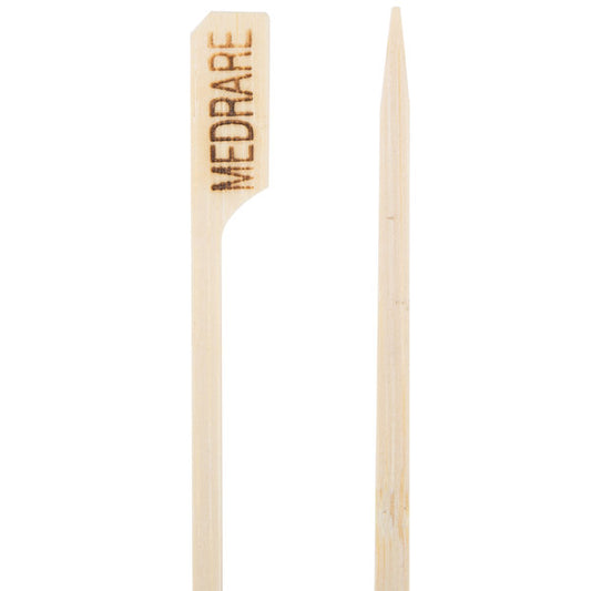 Tablecraft "Medium Rare" 3 1/2" Bamboo Meat Markers - 100/Pack