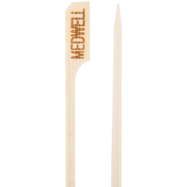 Tablecraft "Medium Well" 3 1/2" Bamboo Meat Markers - 100/Pack