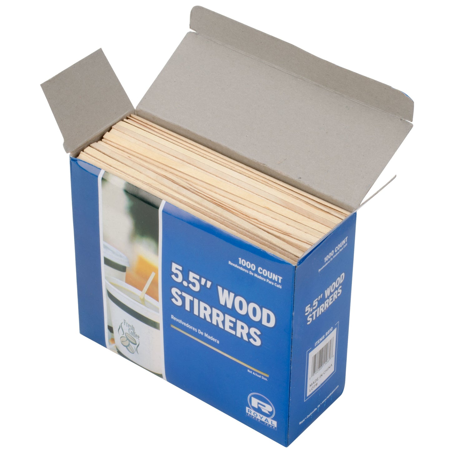 2X Royal 5.5" Wood Coffee Stirrers - 1000 Ct Box