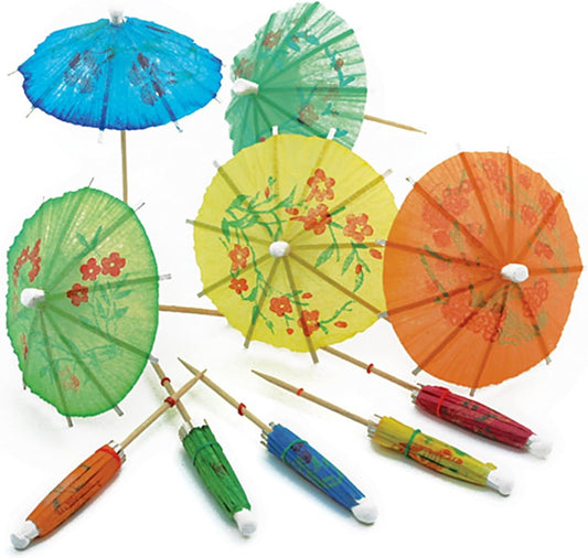 Paper Cocktail Colorful Decorative Parasol Umbrellas - 24 Count