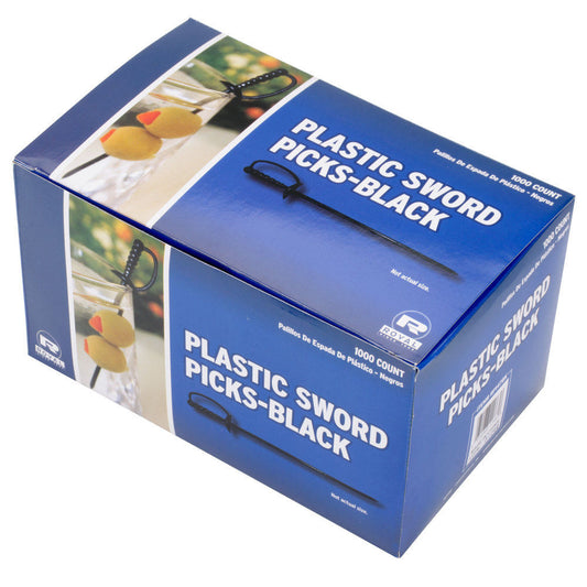 Royal Paper 1000/Box Black Plastic Sword 3.25" Food Picks