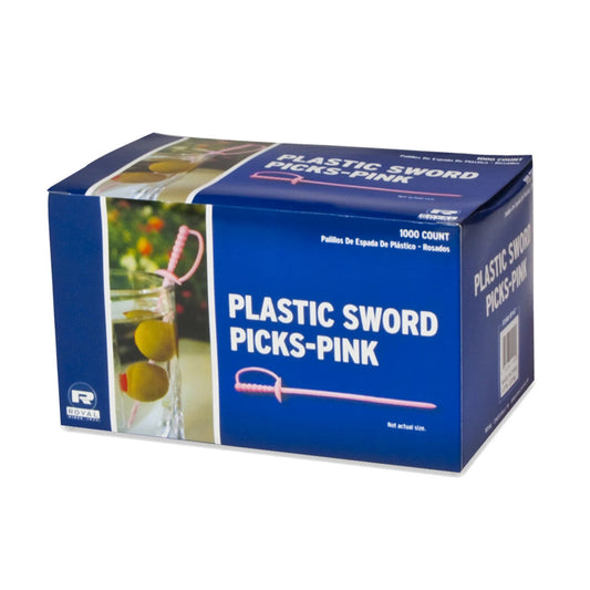 Royal Paper 1000/Box Pink Plastic Sword 3.25" Cocktail/Appetizer Picks