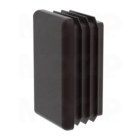 Four 1" x 1.5" O.D. Rectangular Ribbed Tubing Insert Glide End Caps 14-20 ga