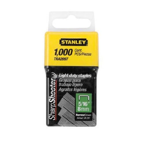 Stanley TRA205T 5/16" Narrow Crown Light-Duty Staples (1000 ct Pack)