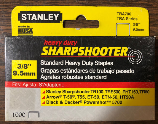 Stanley TRA706 3/8" Heavy Duty Sharpshooter Staples (1000 ct Pack)