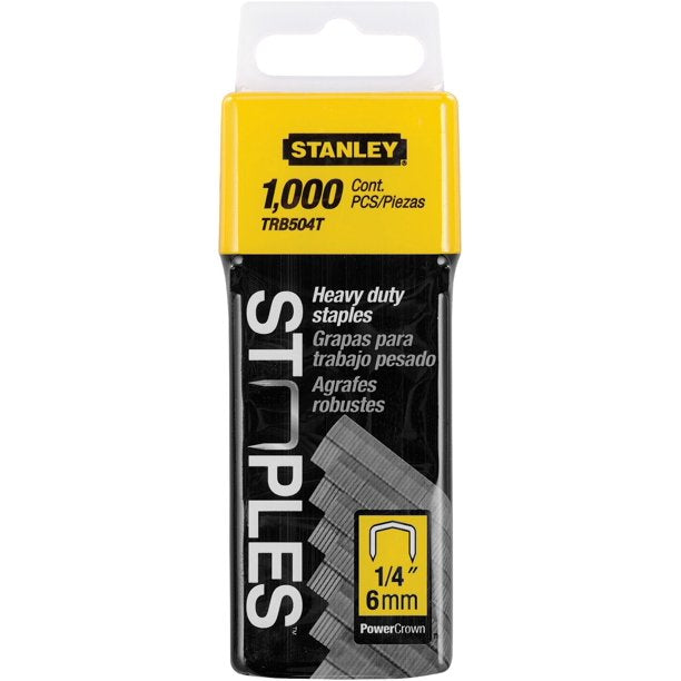 Stanley TRB504T 1/4" Narrow Crown Staples (1000 ct Pack)