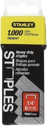 Stanley TRC604T 1/4" Heavy Duty Wide Crown Staples (1000 ct Pack)